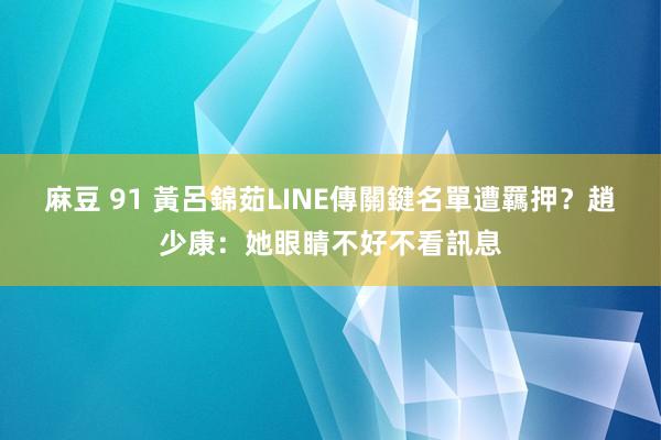 麻豆 91 黃呂錦茹LINE傳關鍵名單遭羈押？　趙少康：她眼睛不好不看訊息