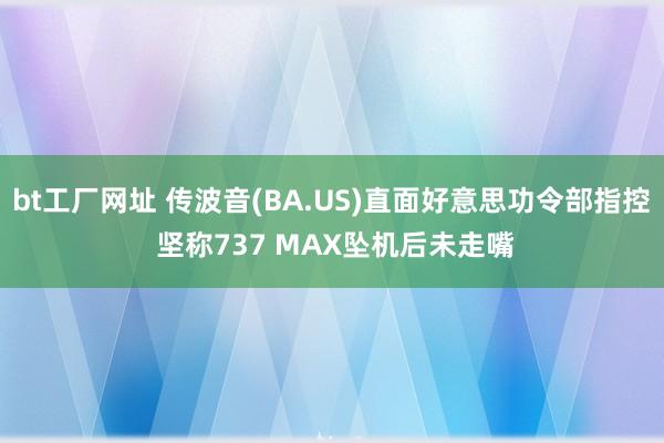 bt工厂网址 传波音(BA.US)直面好意思功令部指控 坚称737 MAX坠机后未走嘴