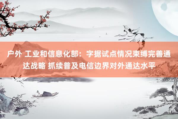 户外 工业和信息化部：字据试点情况束缚完善通达战略 抓续普及电信边界对外通达水平