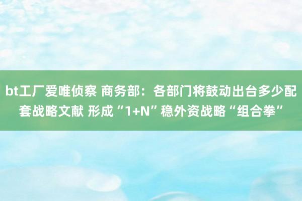 bt工厂爱唯侦察 商务部：各部门将鼓动出台多少配套战略文献 形成“1+N”稳外资战略“组合拳”